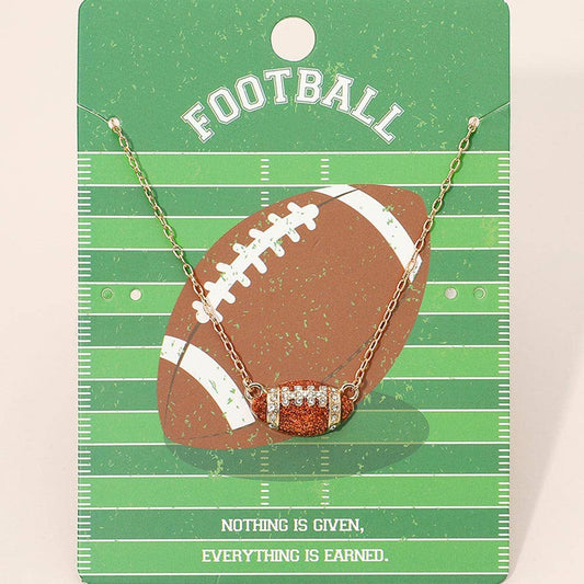 Pearl Accent Football Pendant Necklace