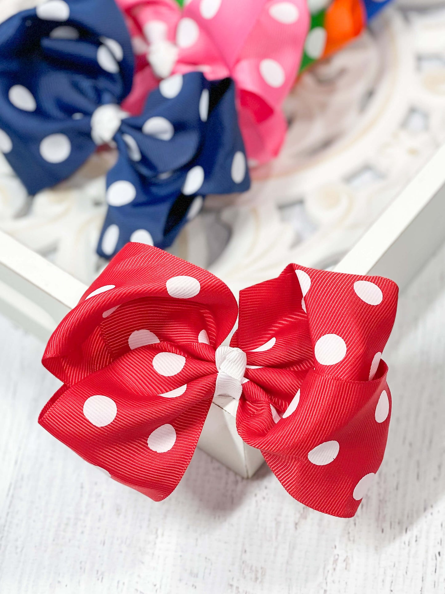 Polka Dot Hair Bow - Alligator Clip - 4.5"