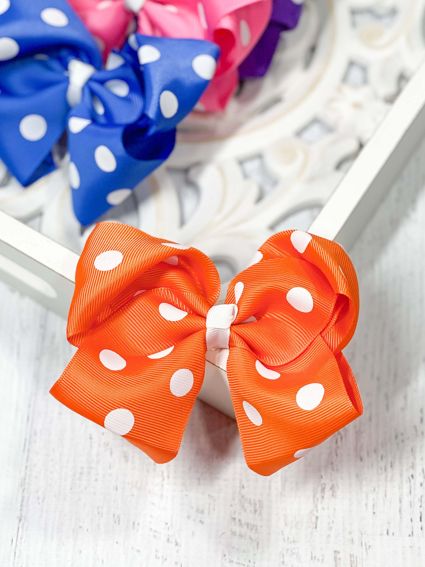 Polka Dot Hair Bow - Alligator Clip - 4.5"