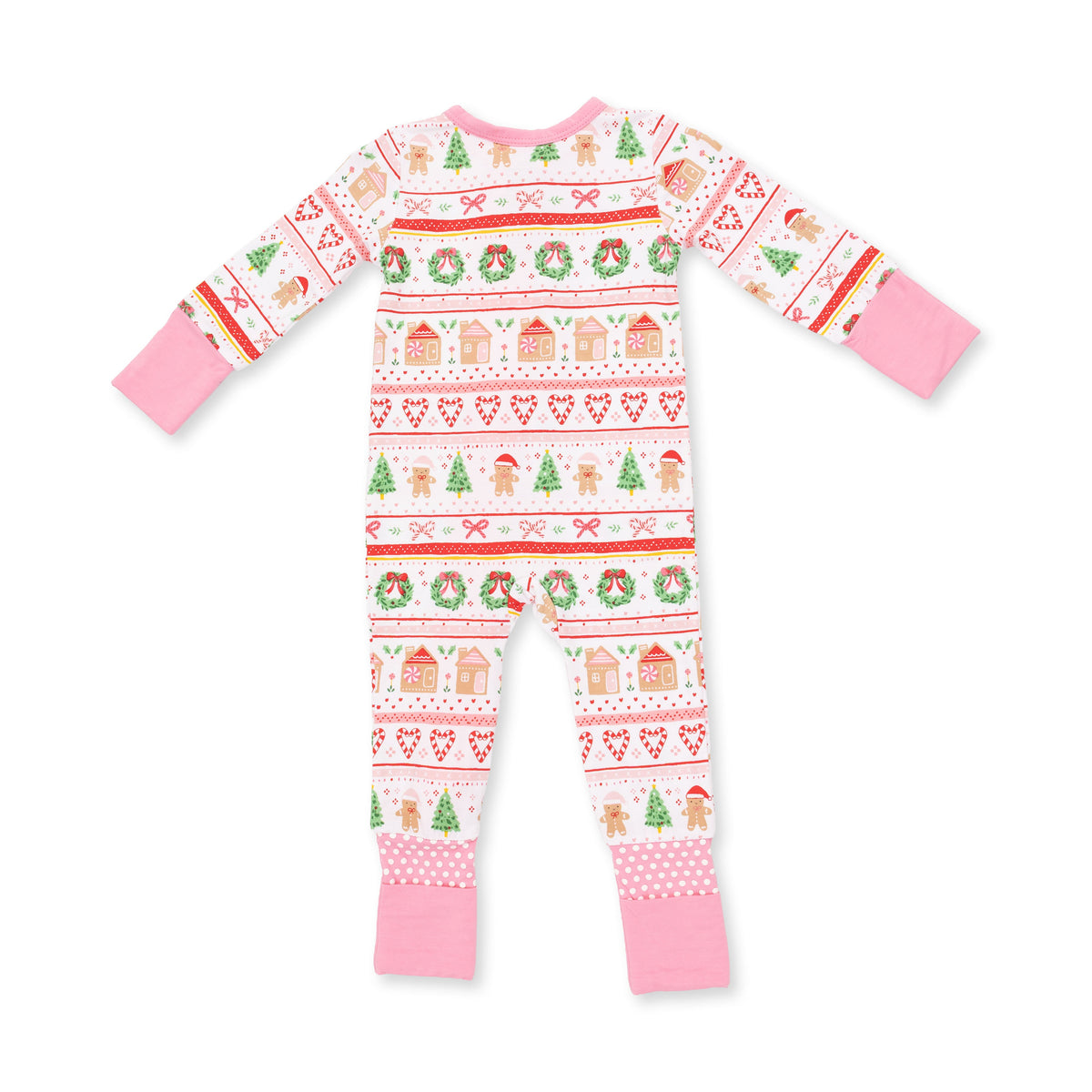 Gingerbread Fair Isle Pink - Bamboo - Convertible Romper