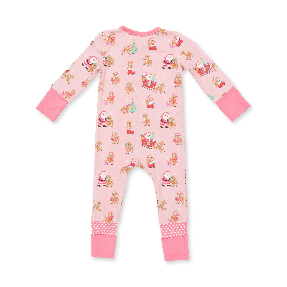 Vintage Reindeer & Santa Pink - Convertible Romper