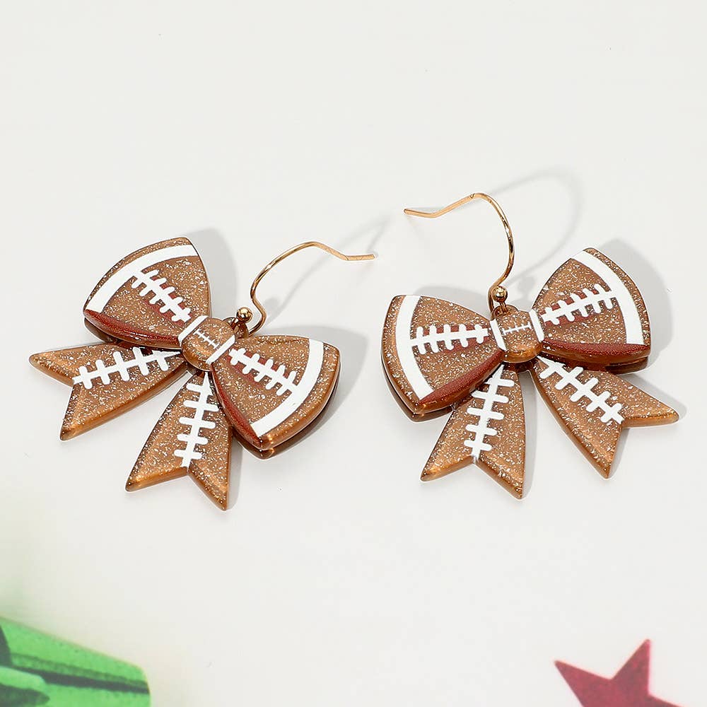 Resin Baseball Bow Dangle Earrings