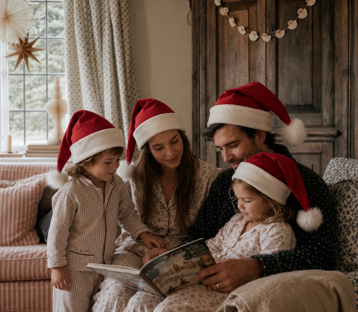 No Plastic Family Santa Hat | Organic Cotton, Hemp, and Fur