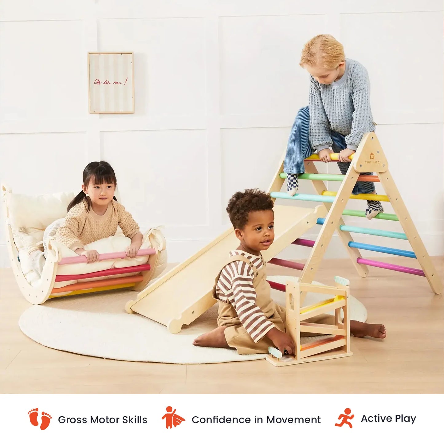 Tiny Land® 7-in-1 Rainbow Climbing Set with Play Pad