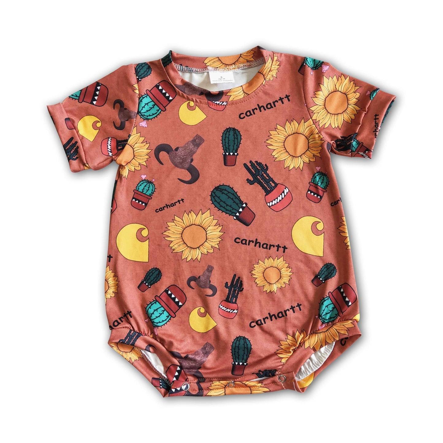 Sunflower cow cactus baby summer romper