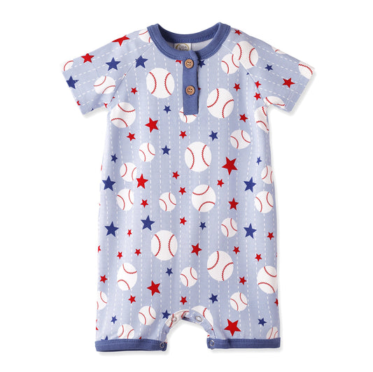 Grand Slam Baseball Bamboo Henley Shortall Romper