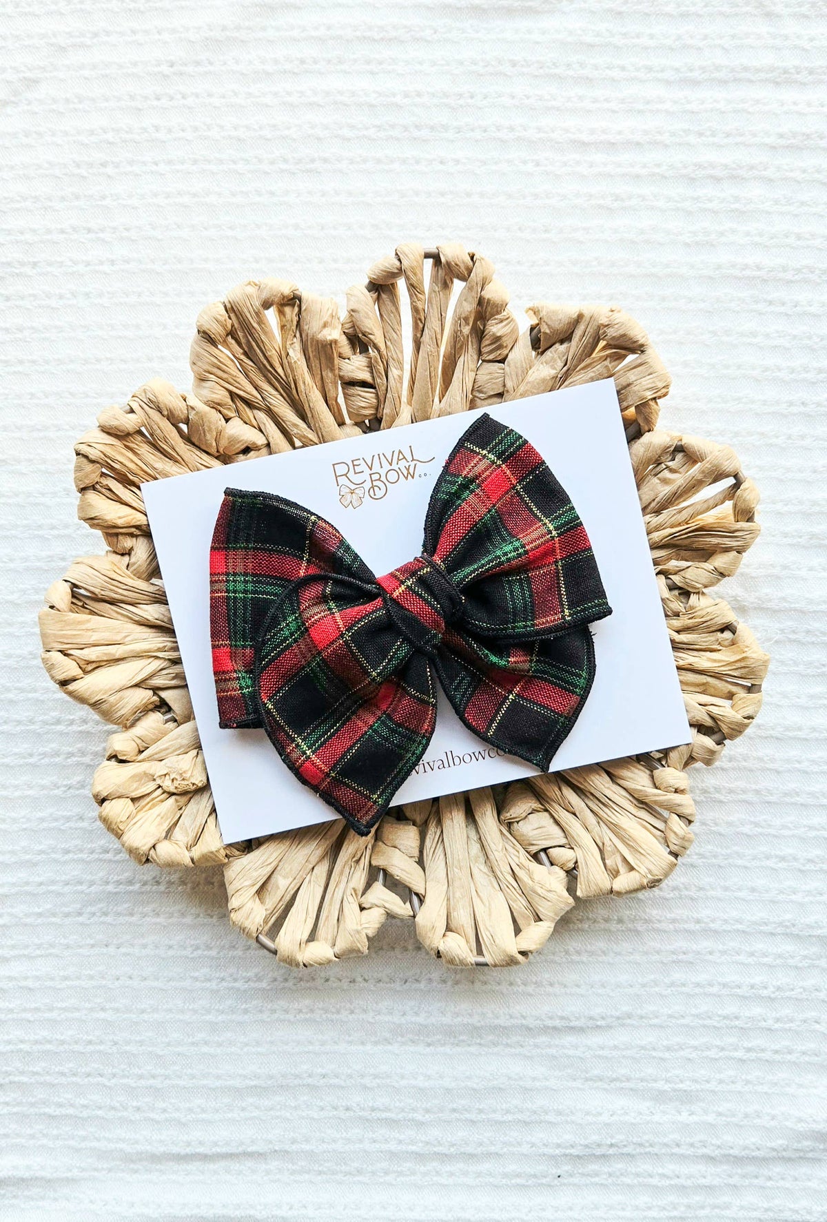 Fable Bow on Clip • Christmas Plaid
