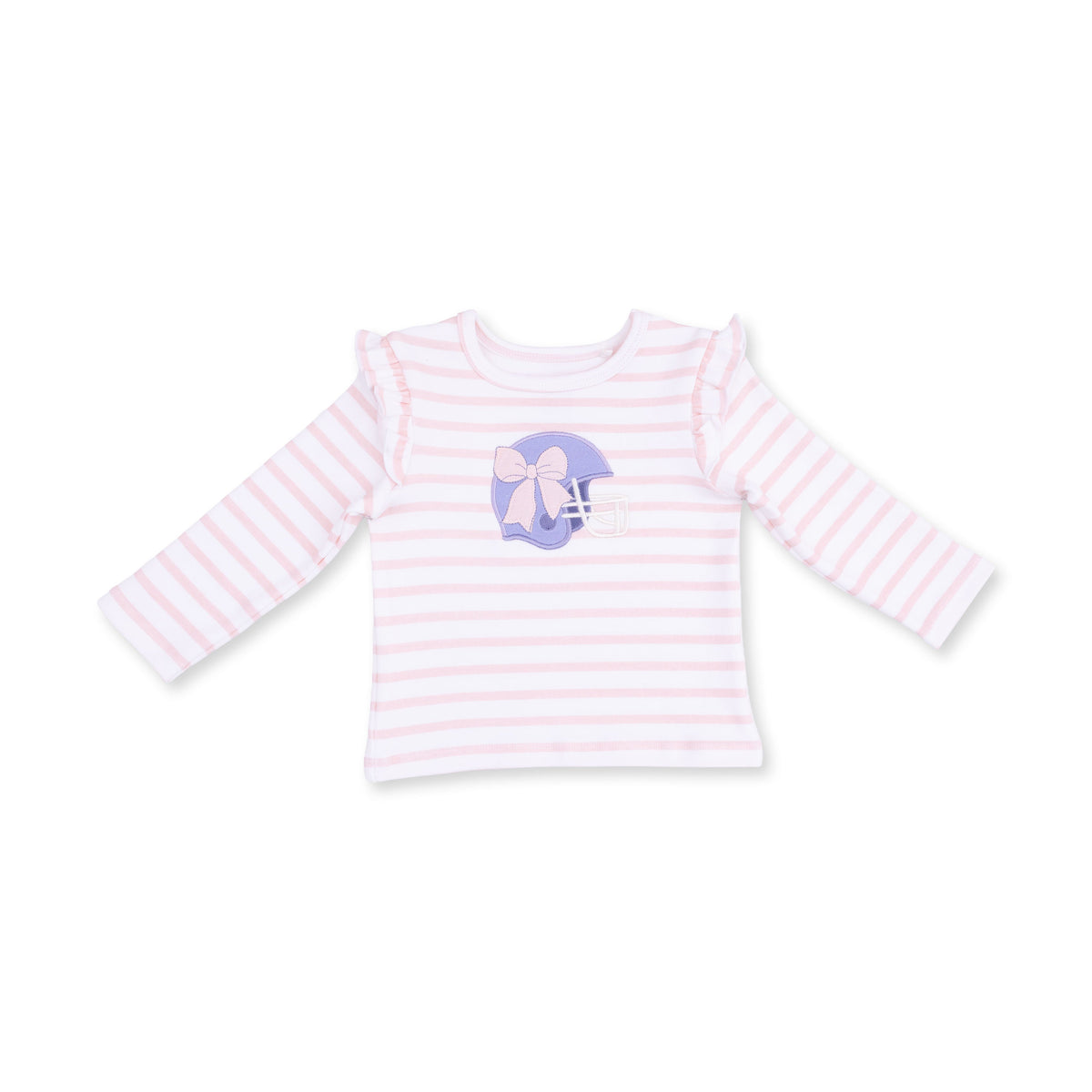 Football Helmets Pink - Long Sleeve Ruffle Tee Helmet