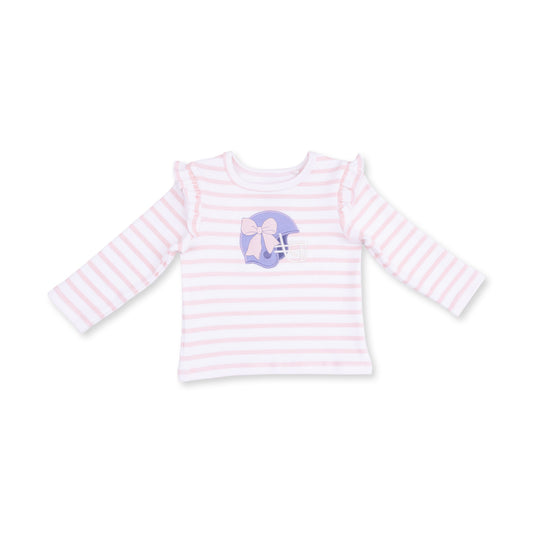 Football Helmets Pink - Long Sleeve Ruffle Tee Helmet