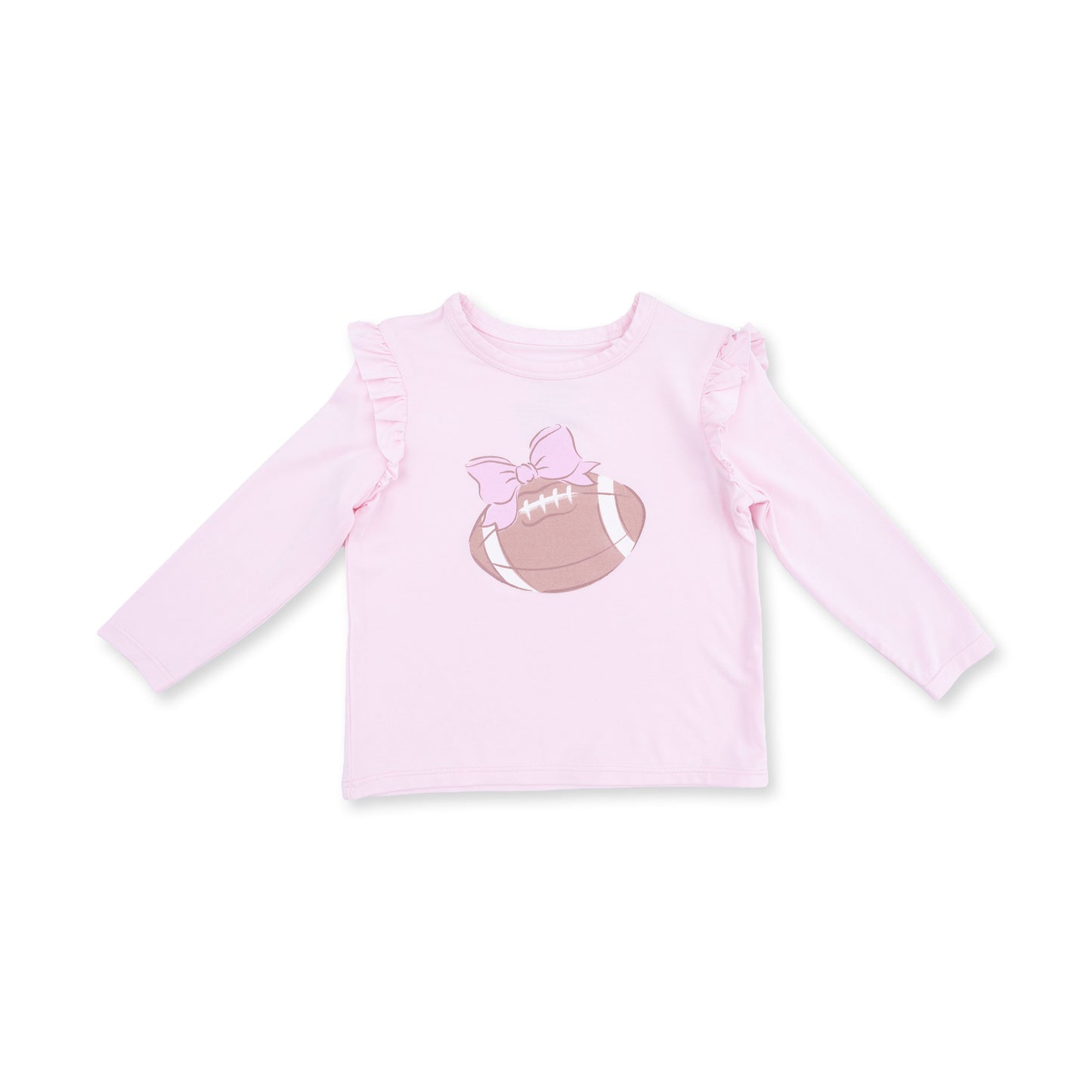 Football Helmets Pink - Long Sleeve Ruffle Tee Football
