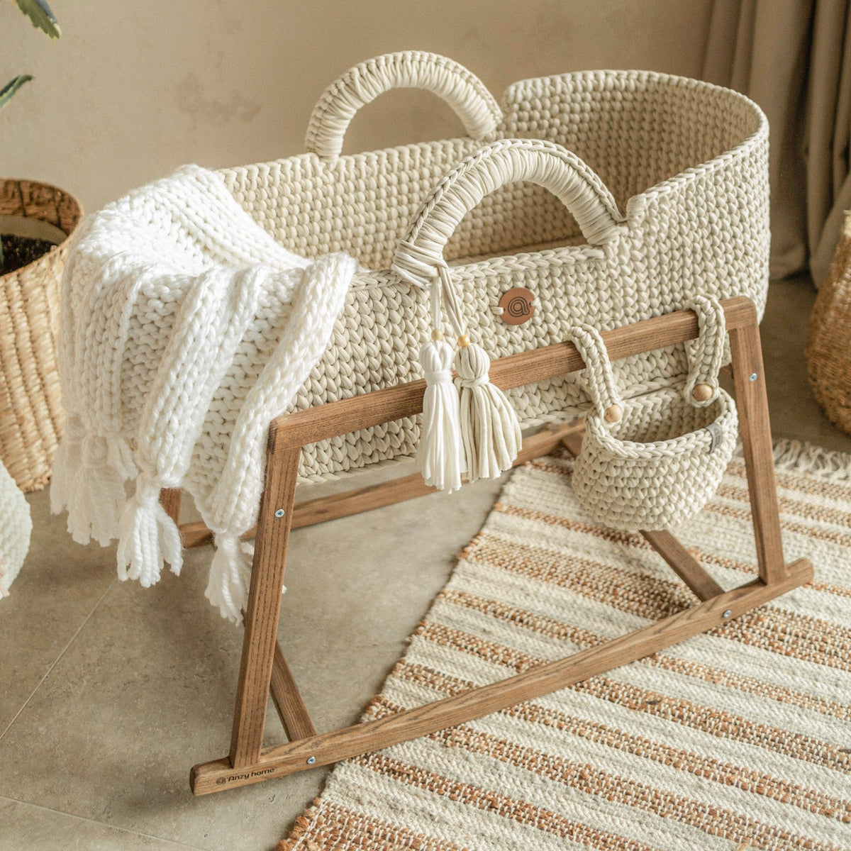 Boho Hand-Knitted Baby Blanket