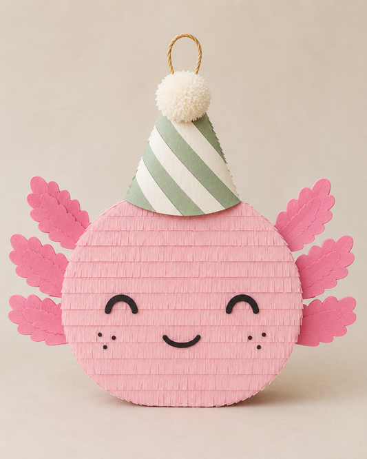🦎 Party Axolotl Piñata – Handmade Pink Mexican Salamander Party Decoration for Birthdays & Unique-Themed Celebrations