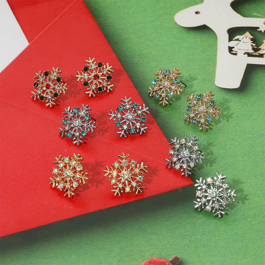 Rhinestone Paved Snowflake Stud Earrings