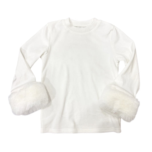 Ivory Faux Fur Cuff Long Sleeve Top - preorder