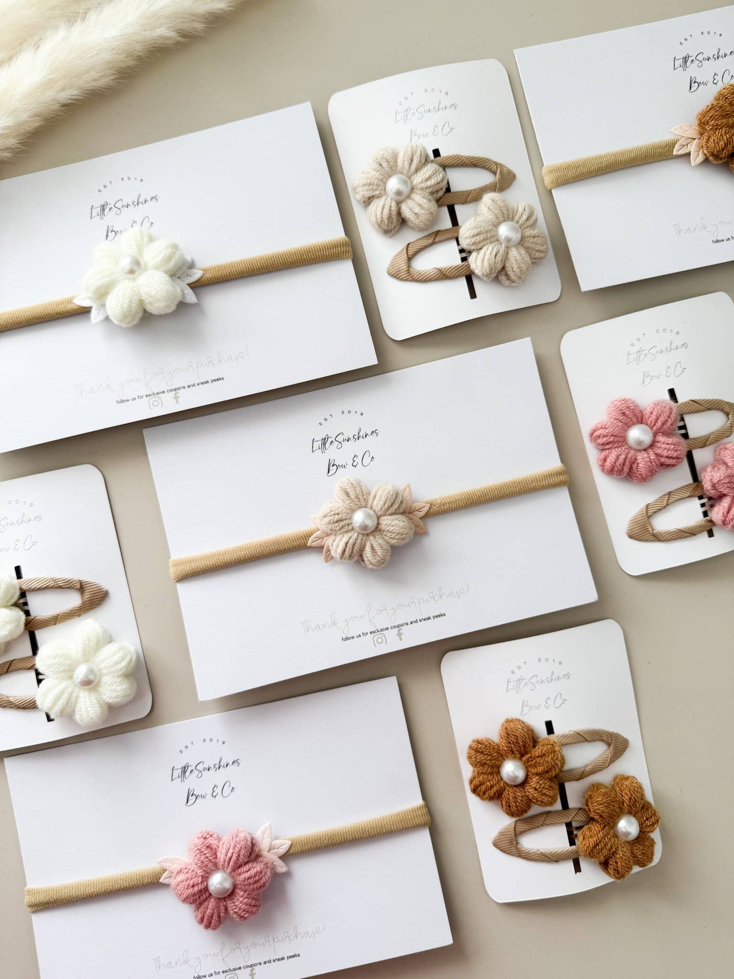 Knit Pearl Flower Hair Clips & Headbands
