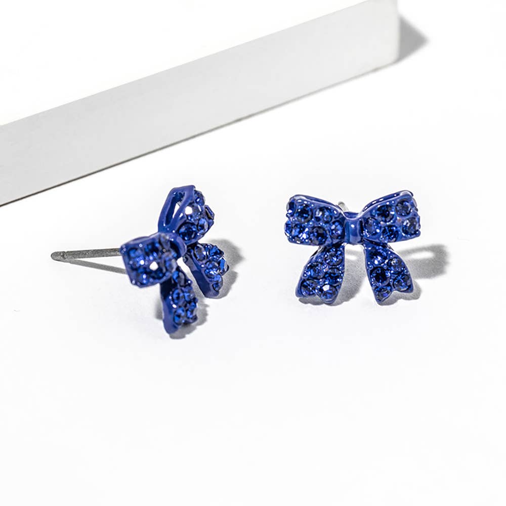 Crystal Rhinestone Bow Stud Earrings