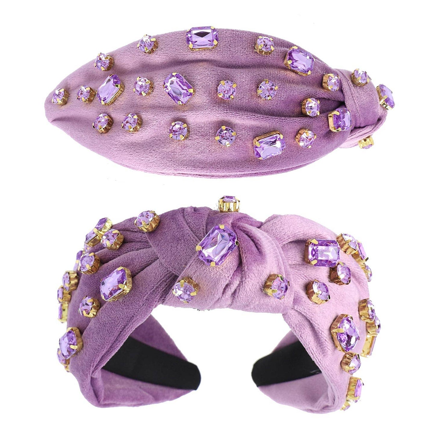 Rhinestone Jeweled Velvet Knotted Headband