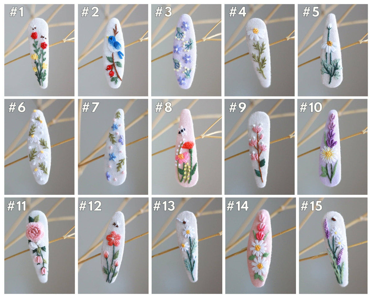 Floral Embroidered Hair Single Clip – Handmade Barrette