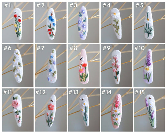 Floral Embroidered Hair Single Clip – Handmade Barrette