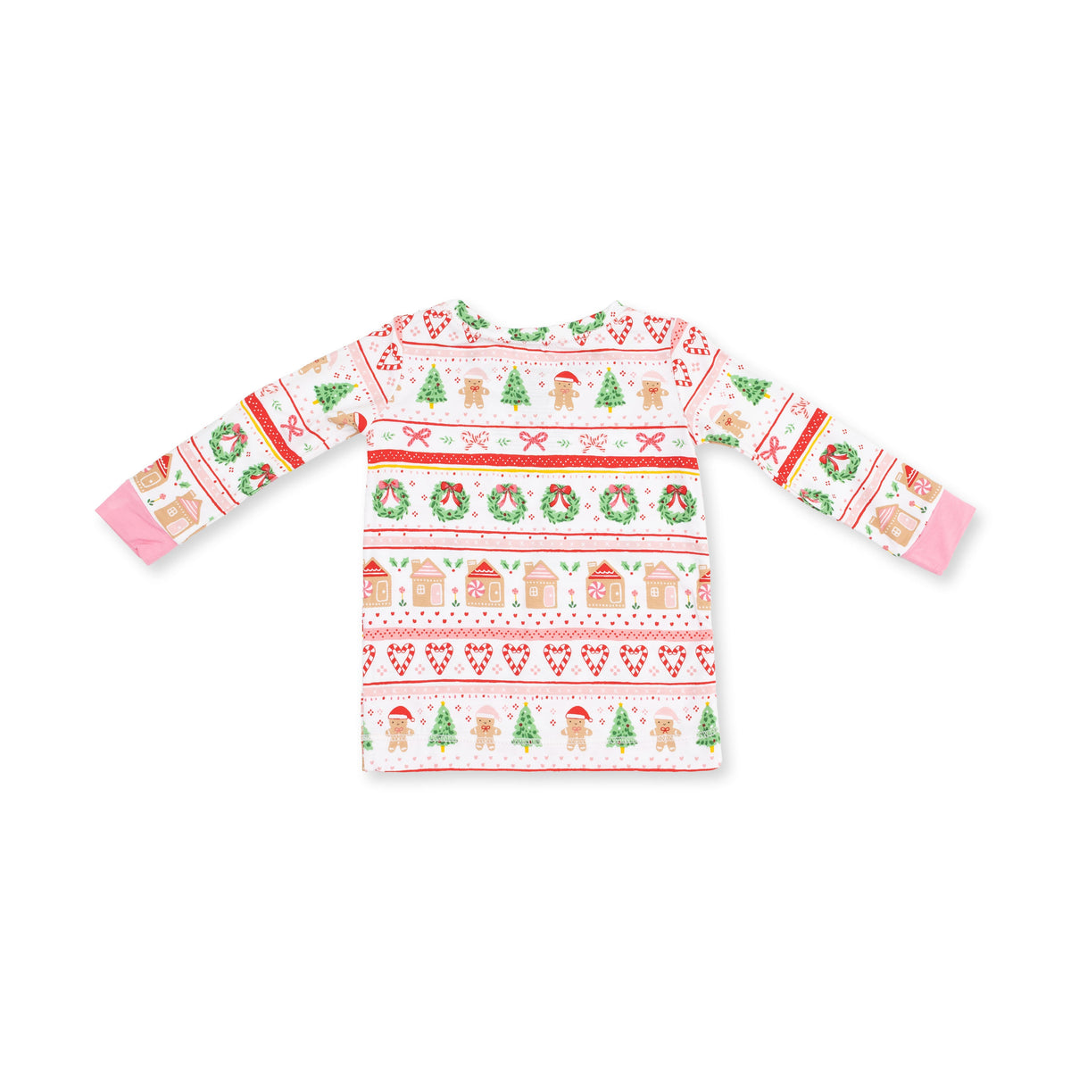 Gingerbread Fair Isle Pink - Bamboo - Long Sleeve Loungewear Set