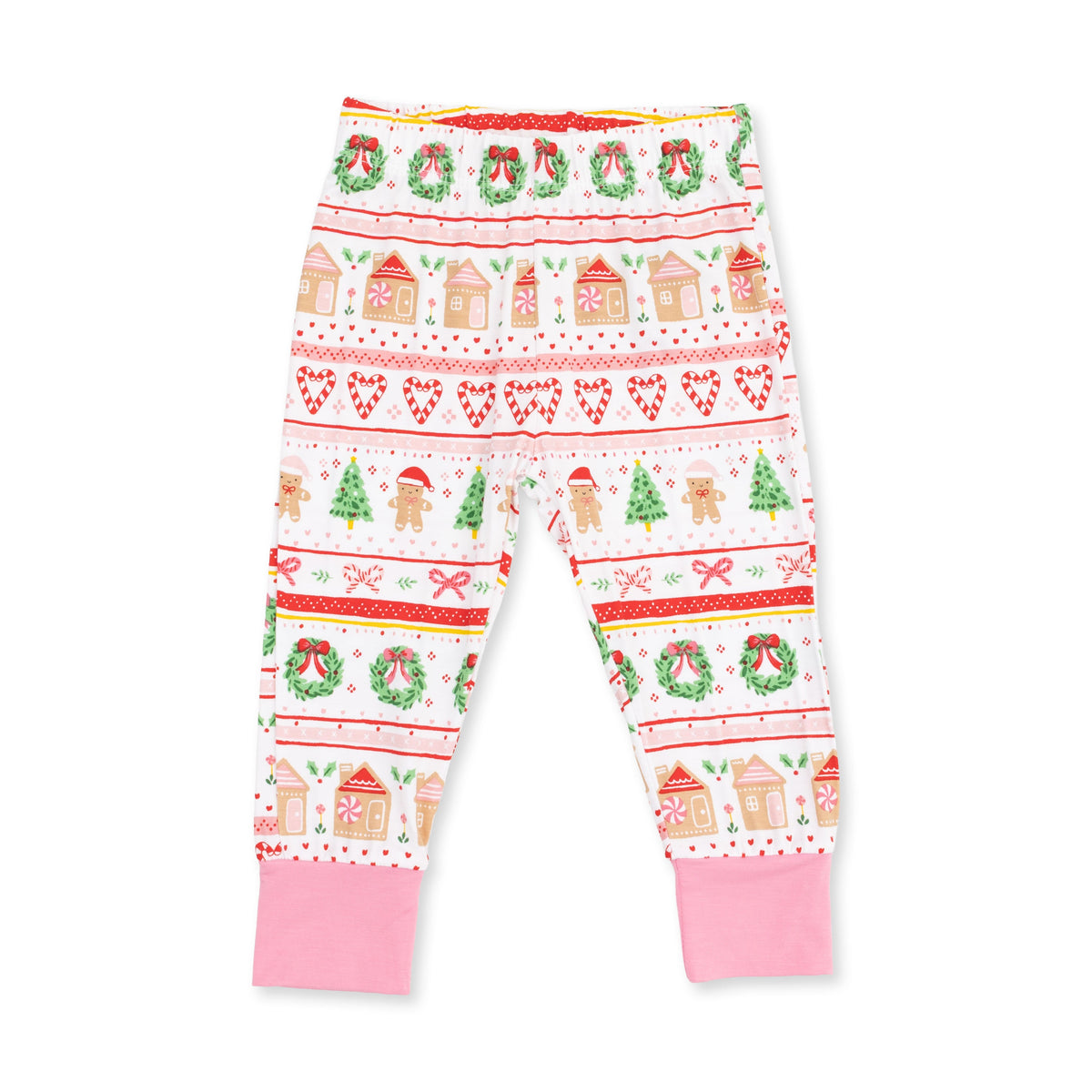Gingerbread Fair Isle Pink - Bamboo - Long Sleeve Loungewear Set