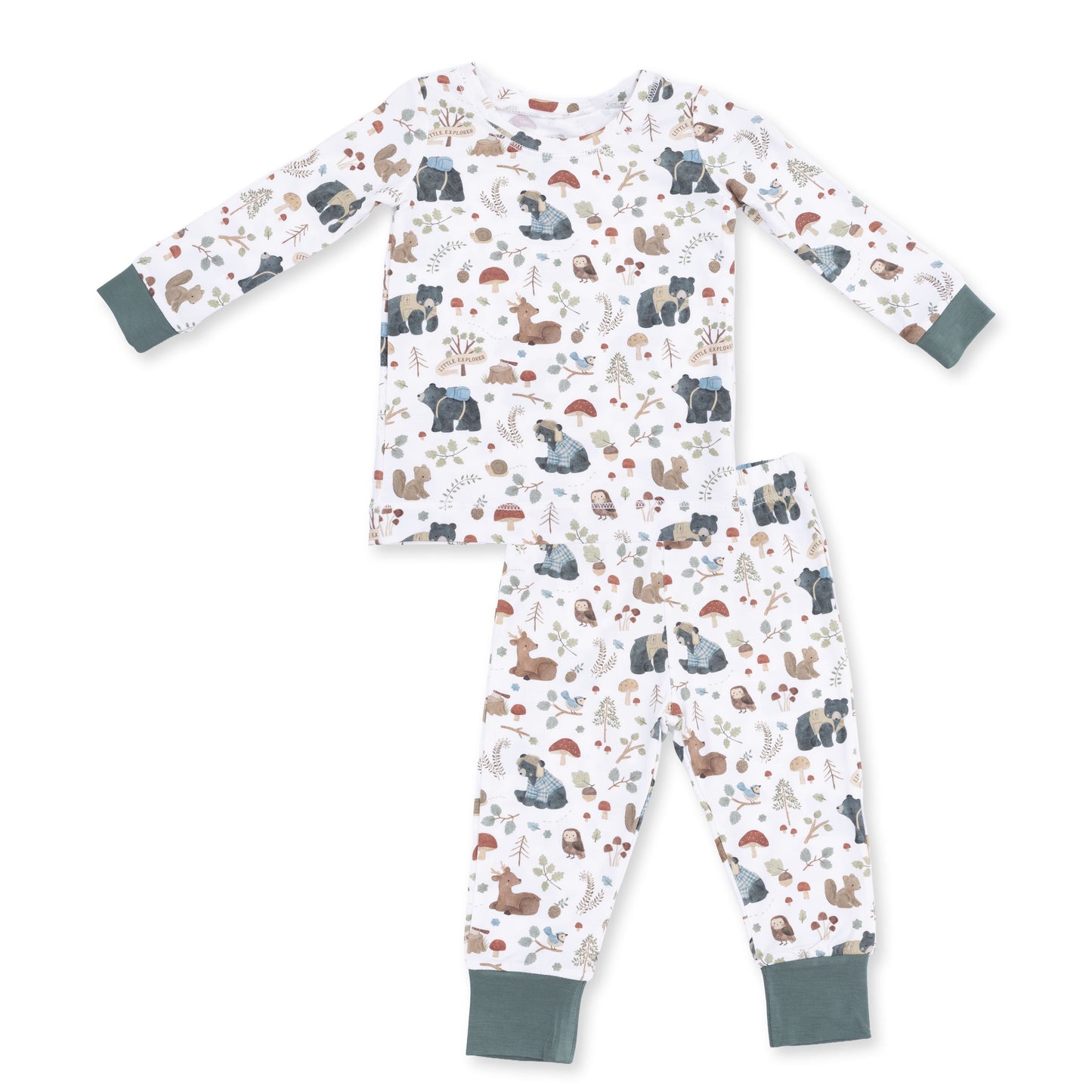 Southern Woodland Animals Green - Long Sleeve Loungewear Set