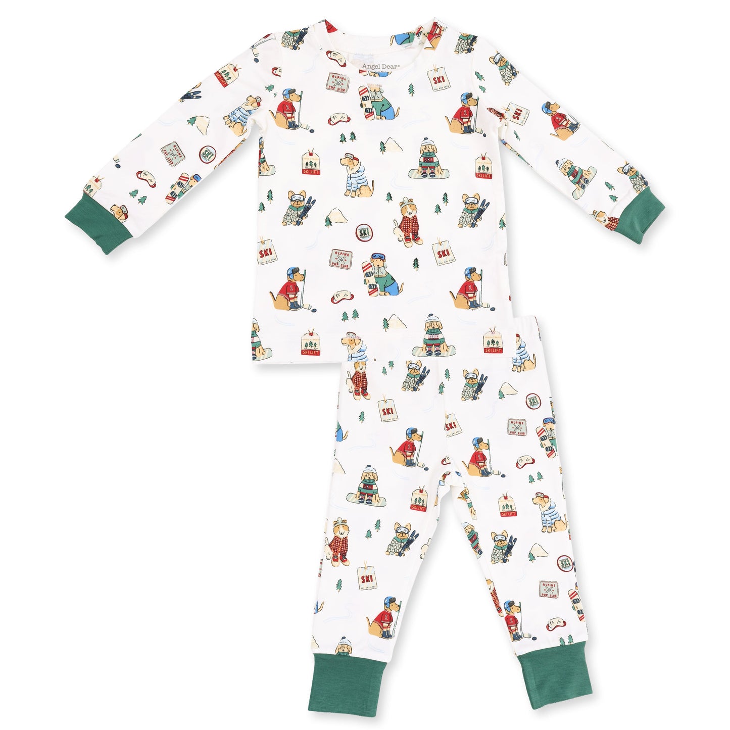 Winter Sports Dogs Green - Long Sleeve Loungewear Set