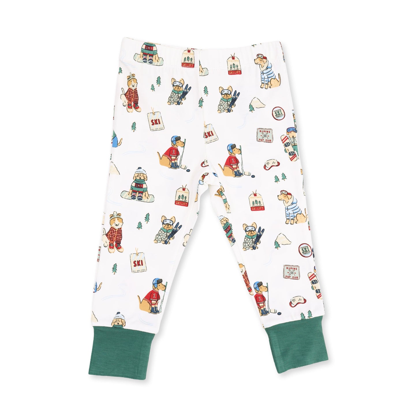 Winter Sports Dogs Green - Long Sleeve Loungewear Set
