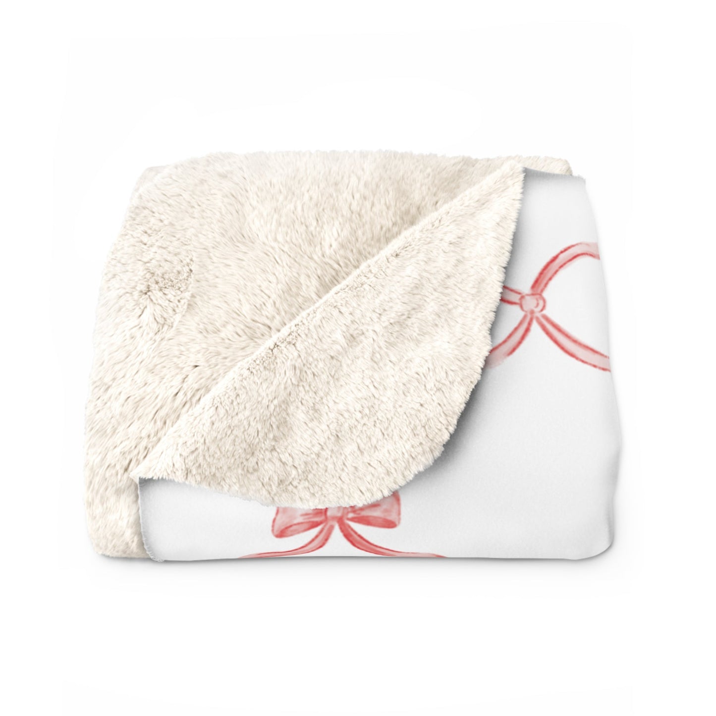 Three Bees Trellis Bow Cozy Sherpa Fleece Blanket - Red