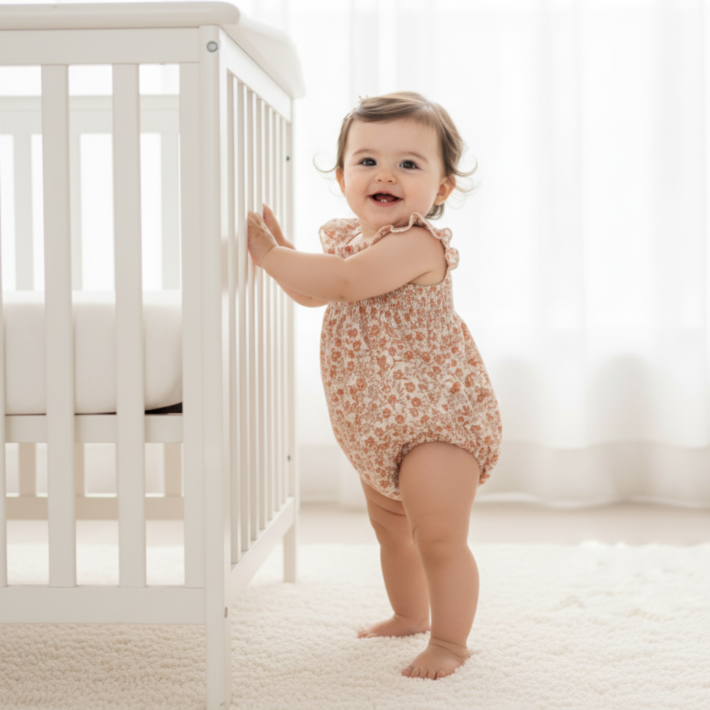 Organic Ruffle Sleeve Bubble Romper - Sienna