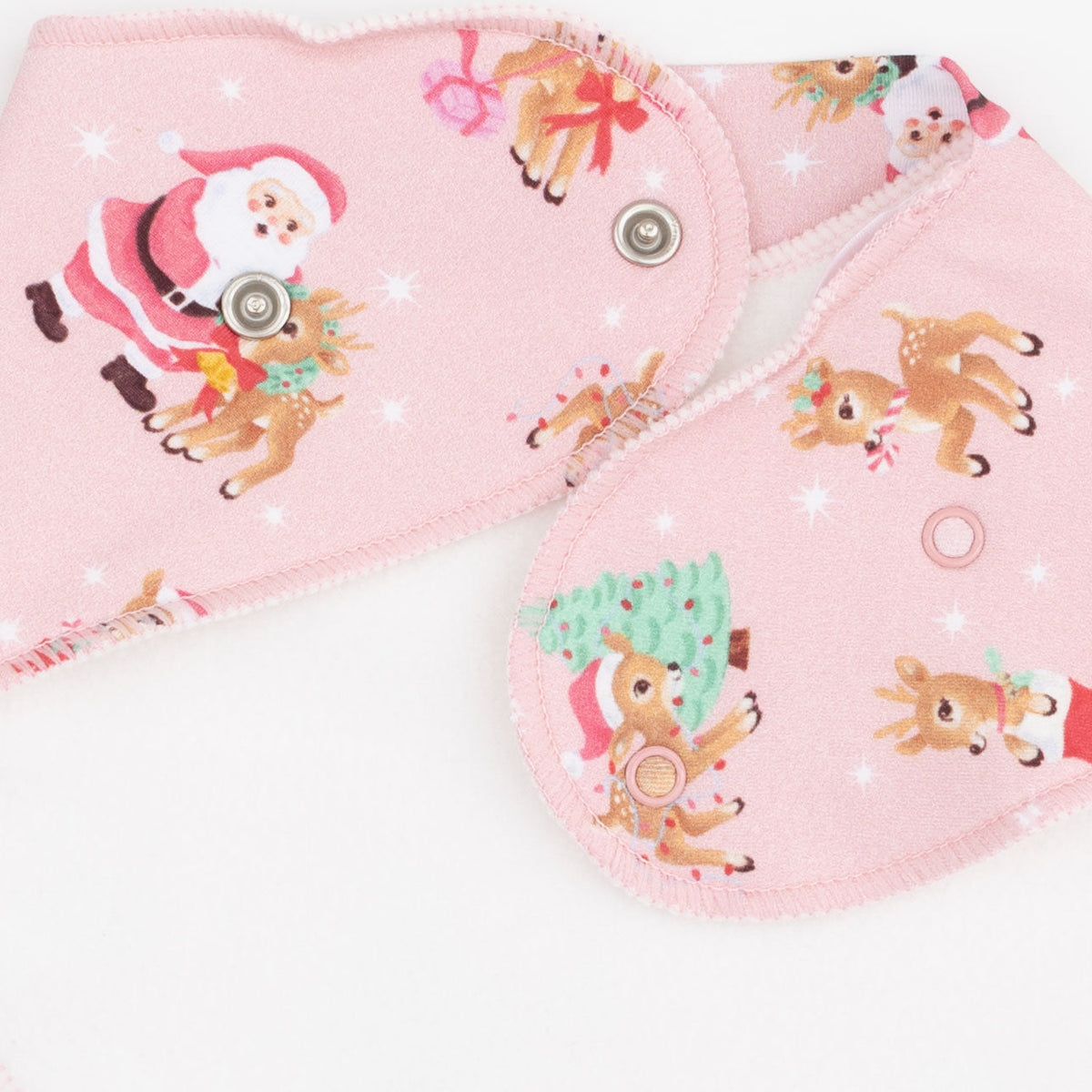 Vintage Reindeer & Santa Pink - Bandana Bib