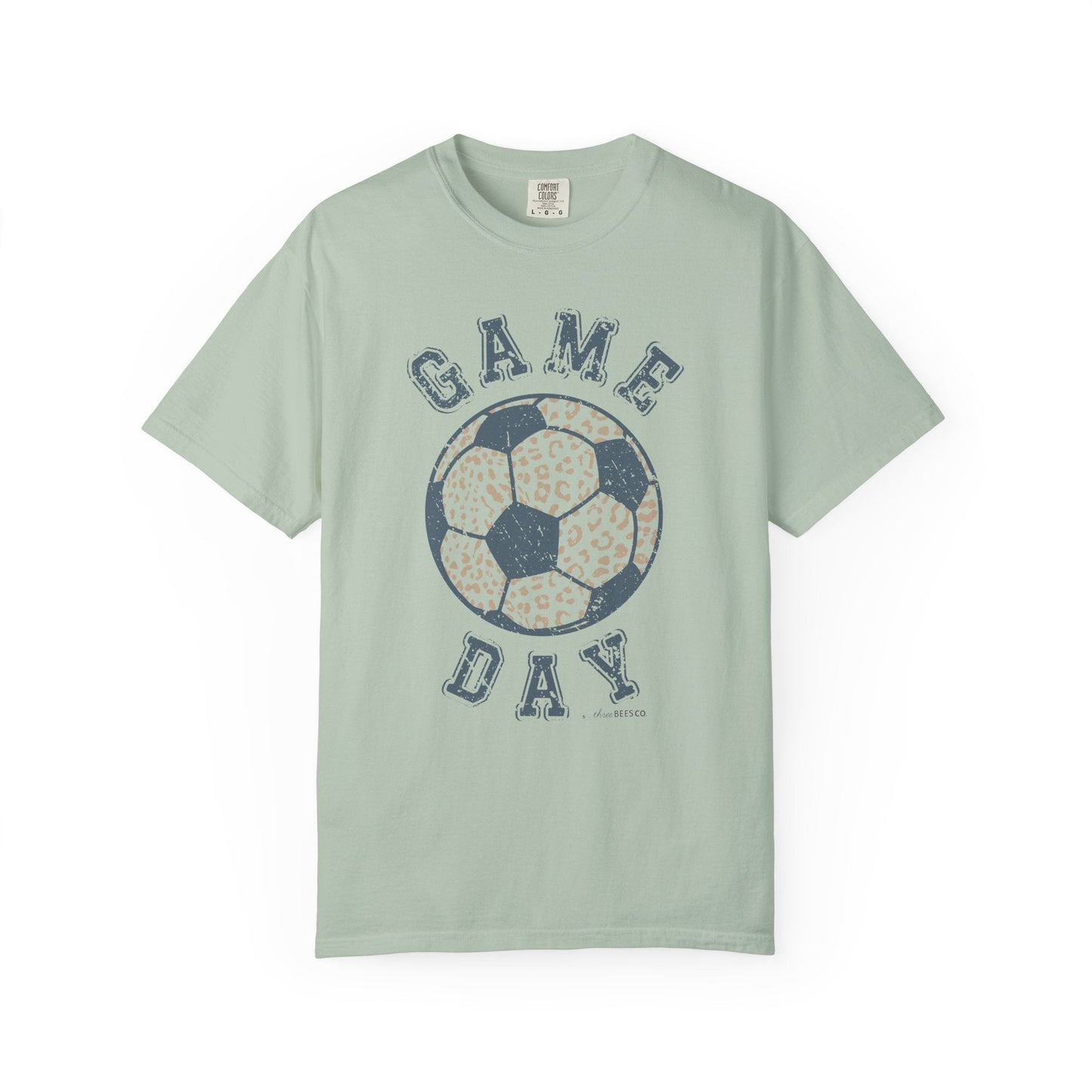 Adult Heavy Cotton Comfort Colors Soccer Game Day Leopard Hive Tee