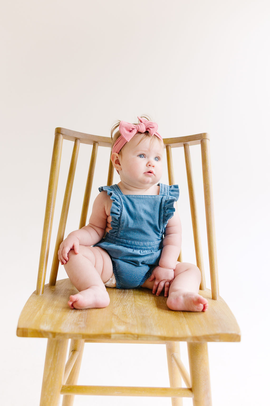 Blue Solid Baby Bow Turban