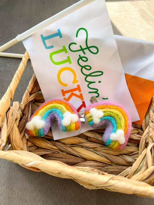 Pastel Rainbow Felt Shape Hair Clip
