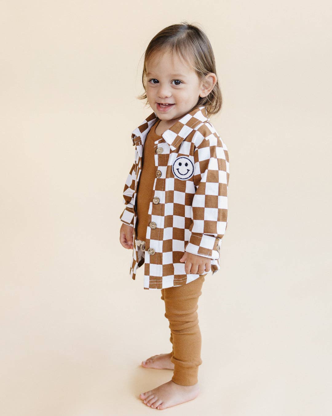 Smiley Checkered Copper Shacket