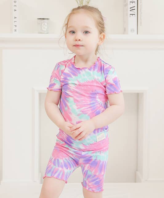 Bamboo Tie Dyeing Purple Pink Short Sleeve PJs