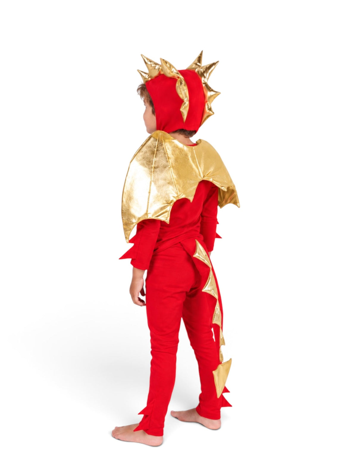 Sunfire Red Dragon with Gold Wings Costume for Kids – Handmade Fantasy Halloween Costume