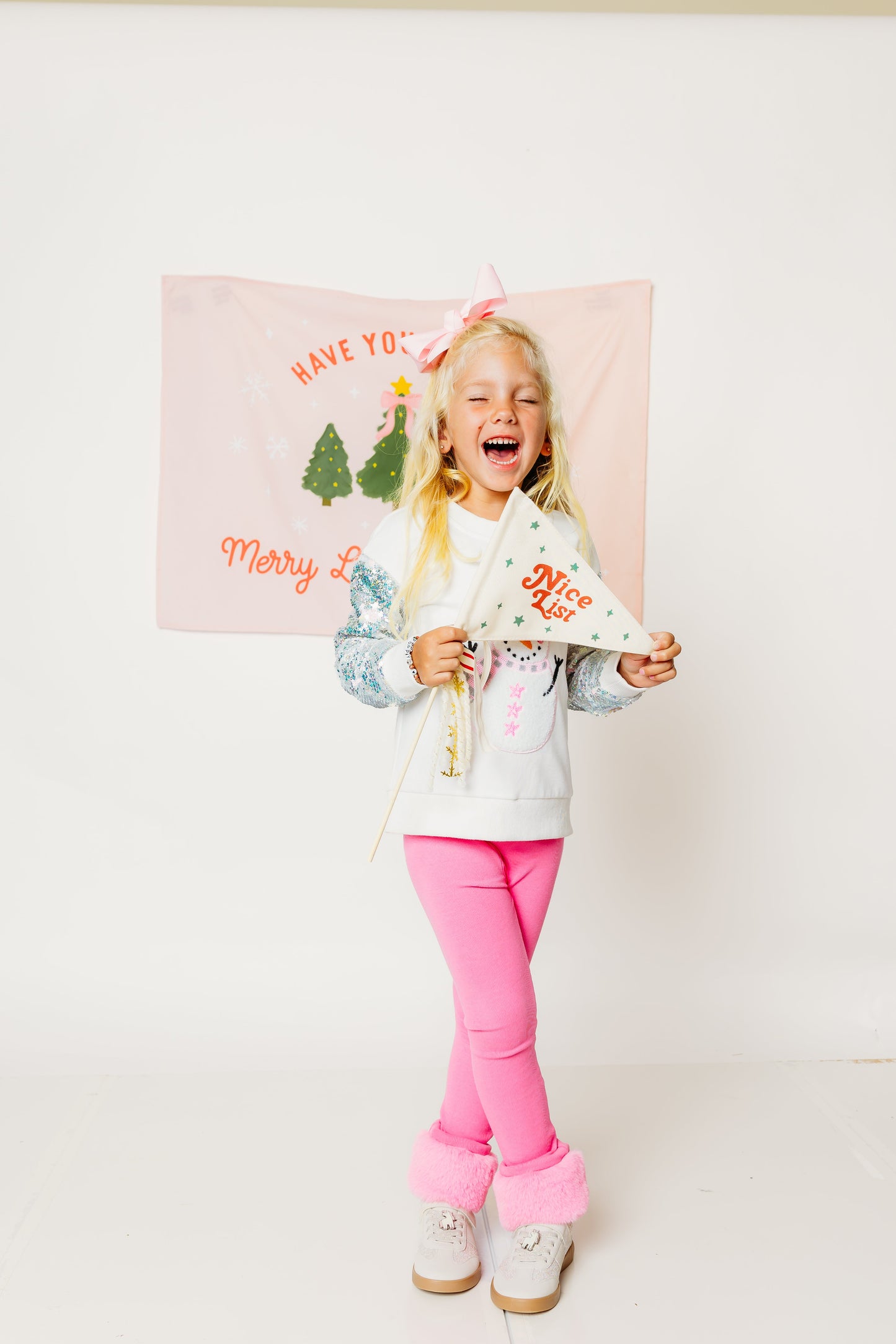 Snowman Sequin Sleeve Crewneck