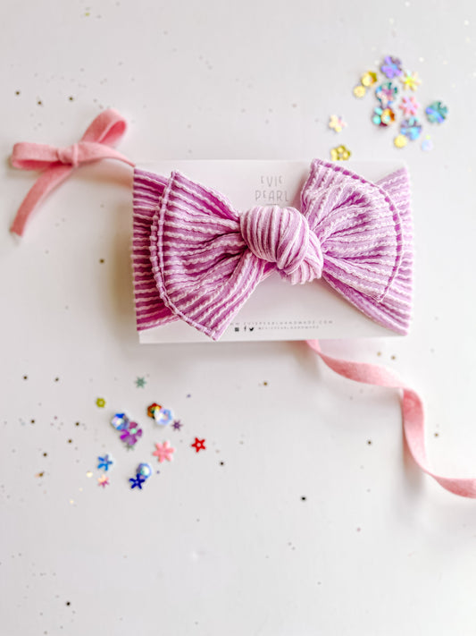 Lilac Ribbed Baby Bow