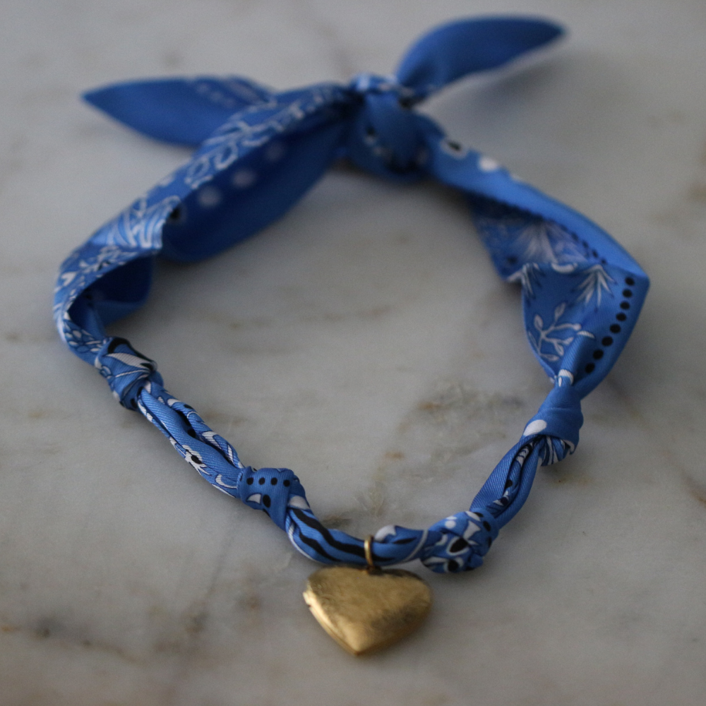 Blue Skies Heart Locket Scarf Necklace