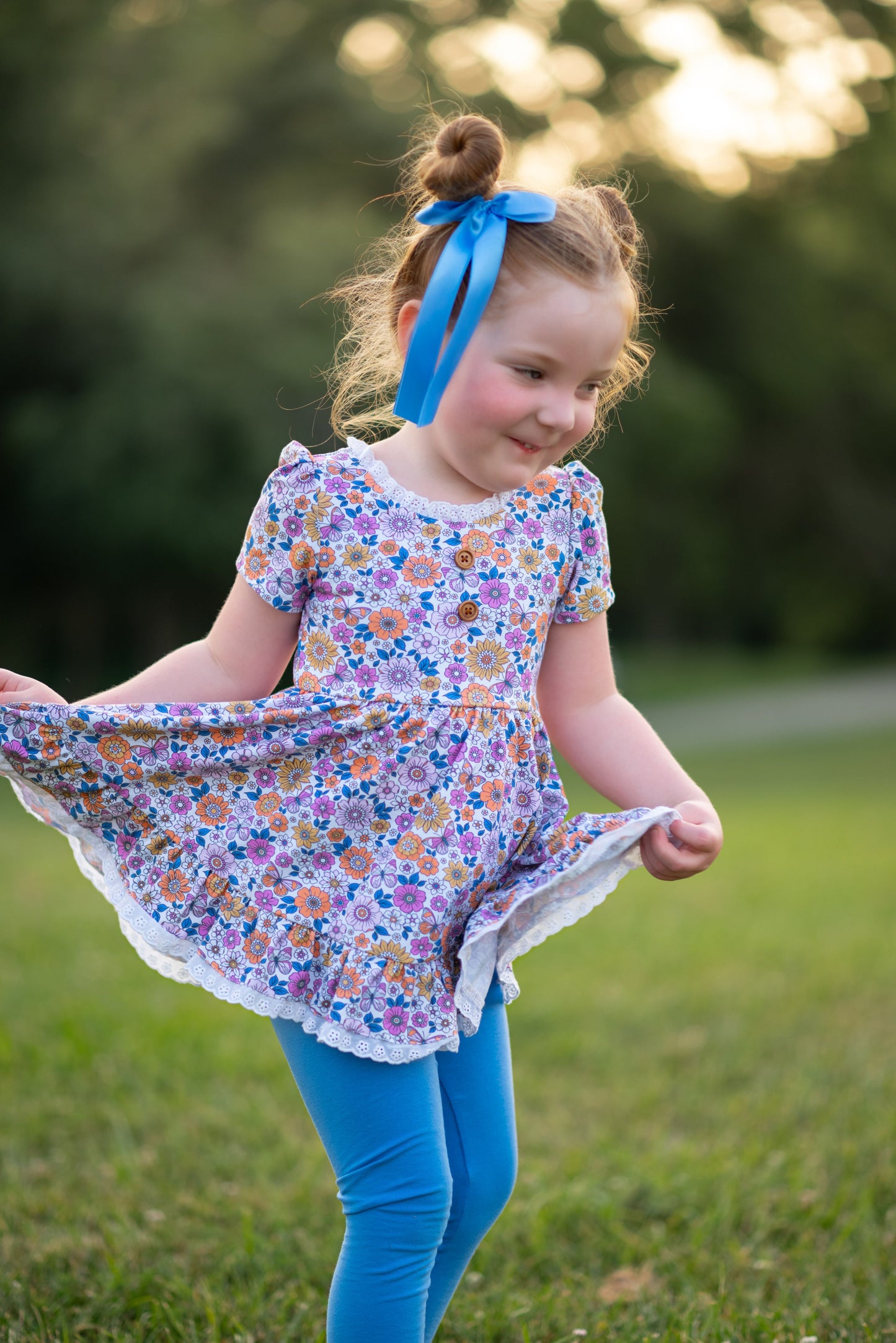 Periwinkle Floral Fall Adele (Short or long sleeve) Preorder
