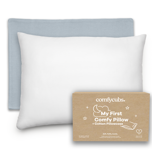 Toddler Pillows with Soft Cotton Pillow Case in Pacific Blue