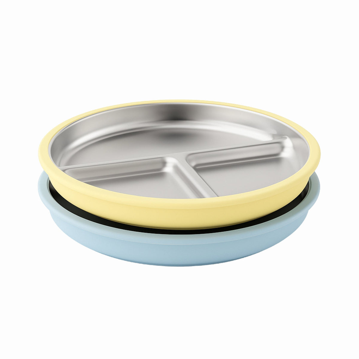Stainless Steel Suction Plate Set of 2 (Butter Yellow & Baby Blue)