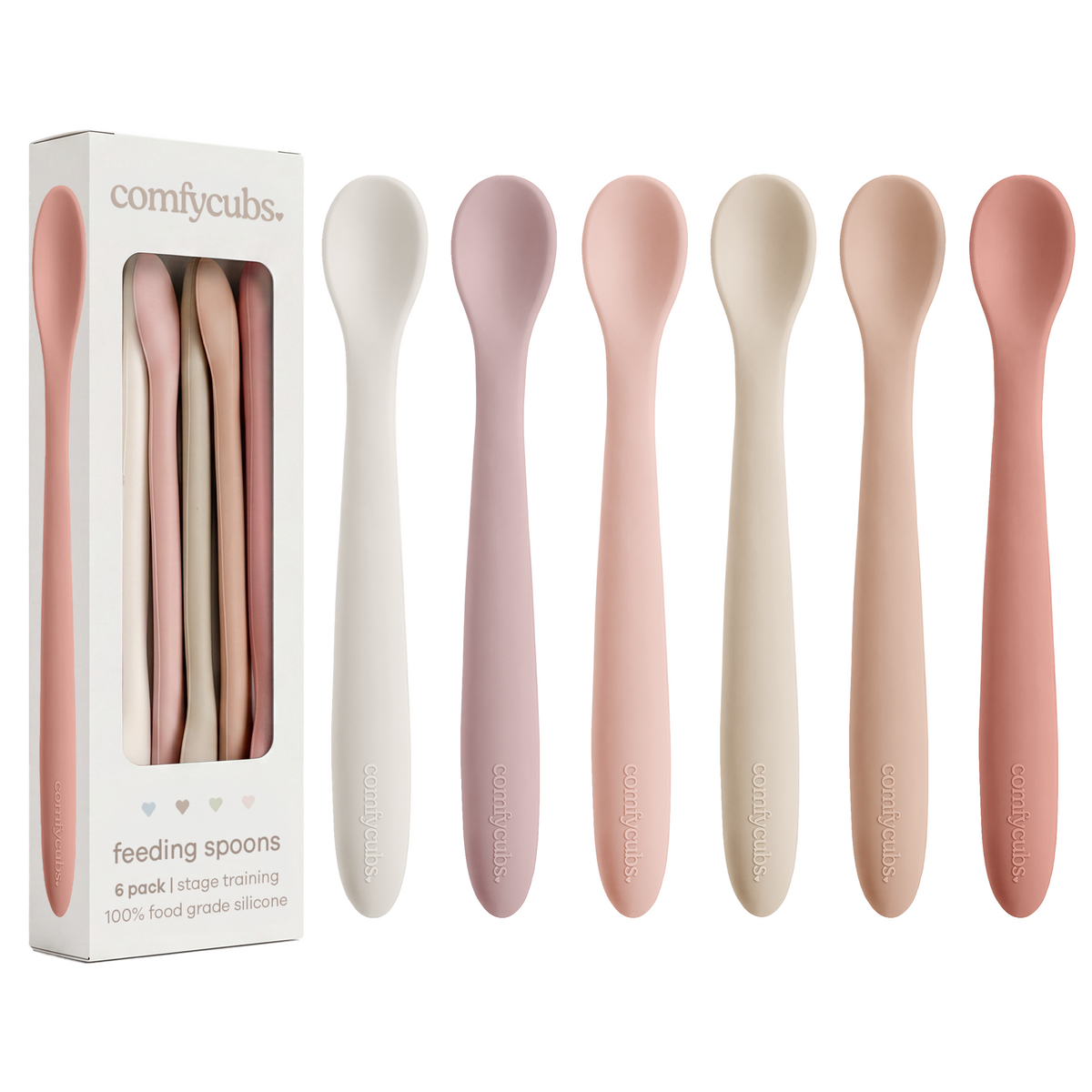 Silicone Baby Spoons Set - 6 Pack, Blush