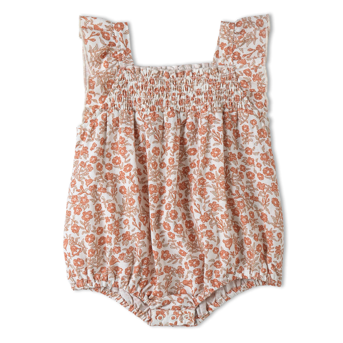 Organic Ruffle Sleeve Bubble Romper - Sienna