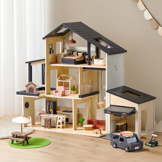 Tiny Land® Sweetwood Edge Dollhouse & Wooden Dollhouse Garage