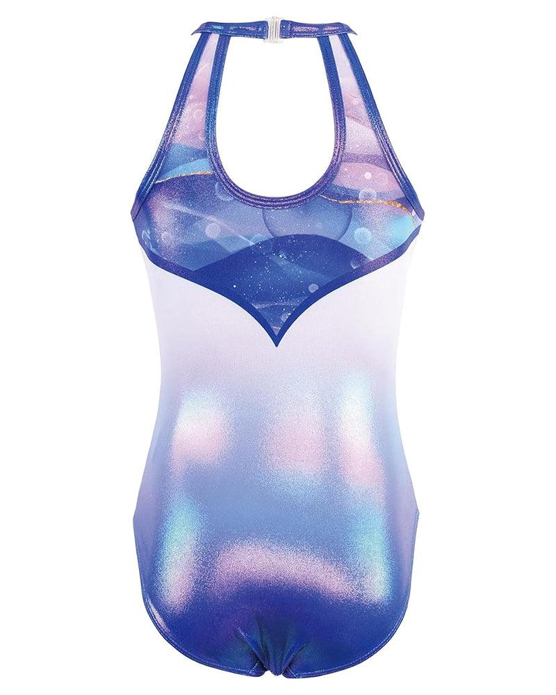 Royal Blue Necklace Clasp Back Gymnastics Leotard Outfit Set