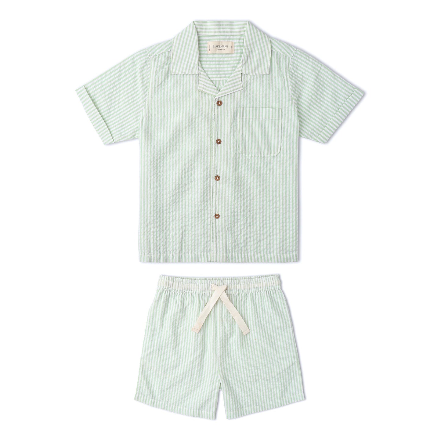 Organic Shirt & Shorts Set - Basil Stripes