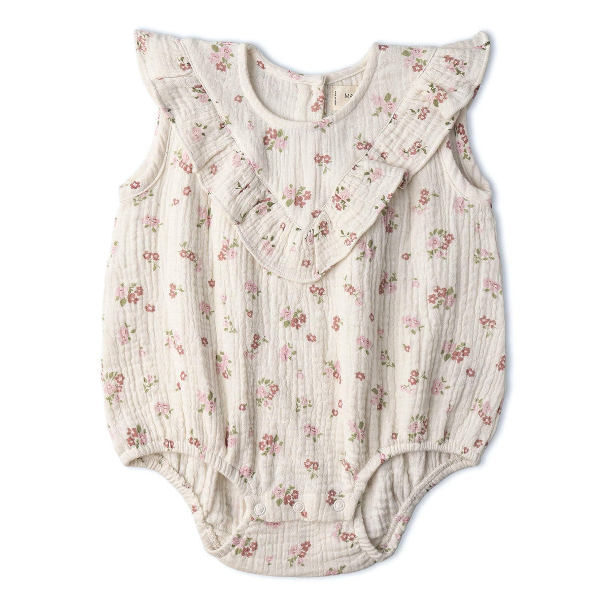 Organic Sleeveless Ruffle Bubble Romper - Blush Floral