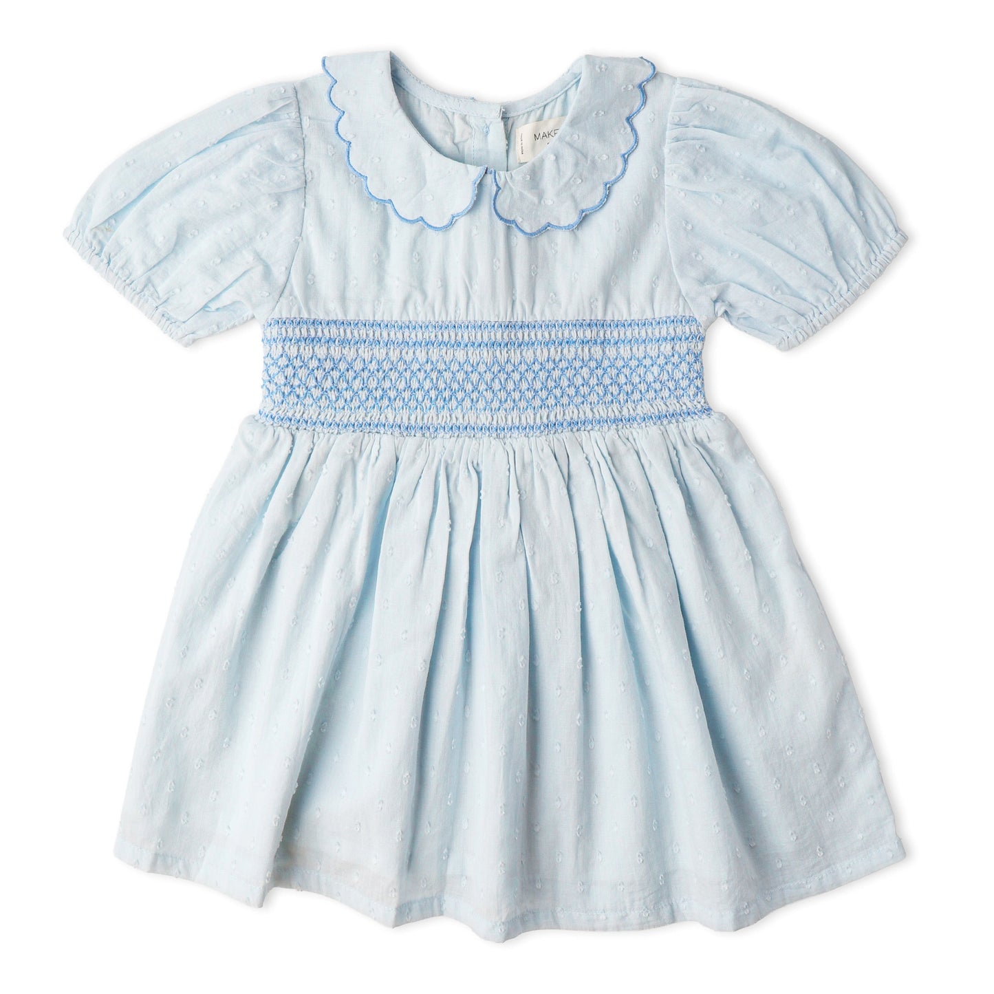 Organic Smocked Collar Dress - Light Blue